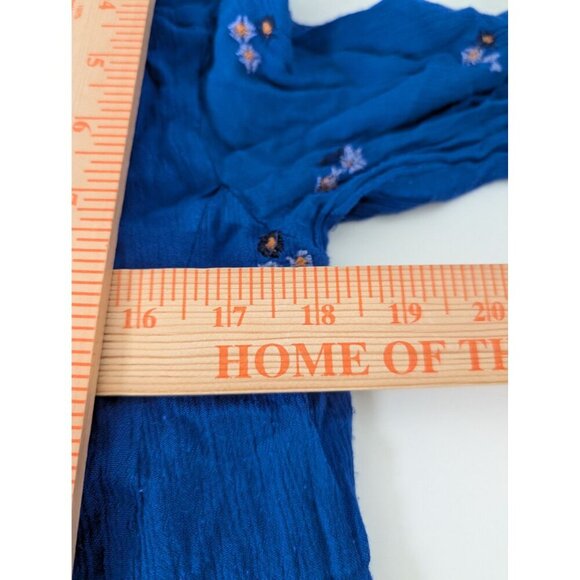 Free People Embroidered Floral Oxford Swing Dress Womens Size Medium Blue Boho - Picture 13 of 14